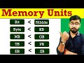 Bit  byte kb mb gb tb pb eb zb memory units  easy explanation in hindi