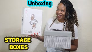 Fabric Storage Bin with Lid, Closet Storage Bin for Shelves, Stackable Storage Boxes Unboxing