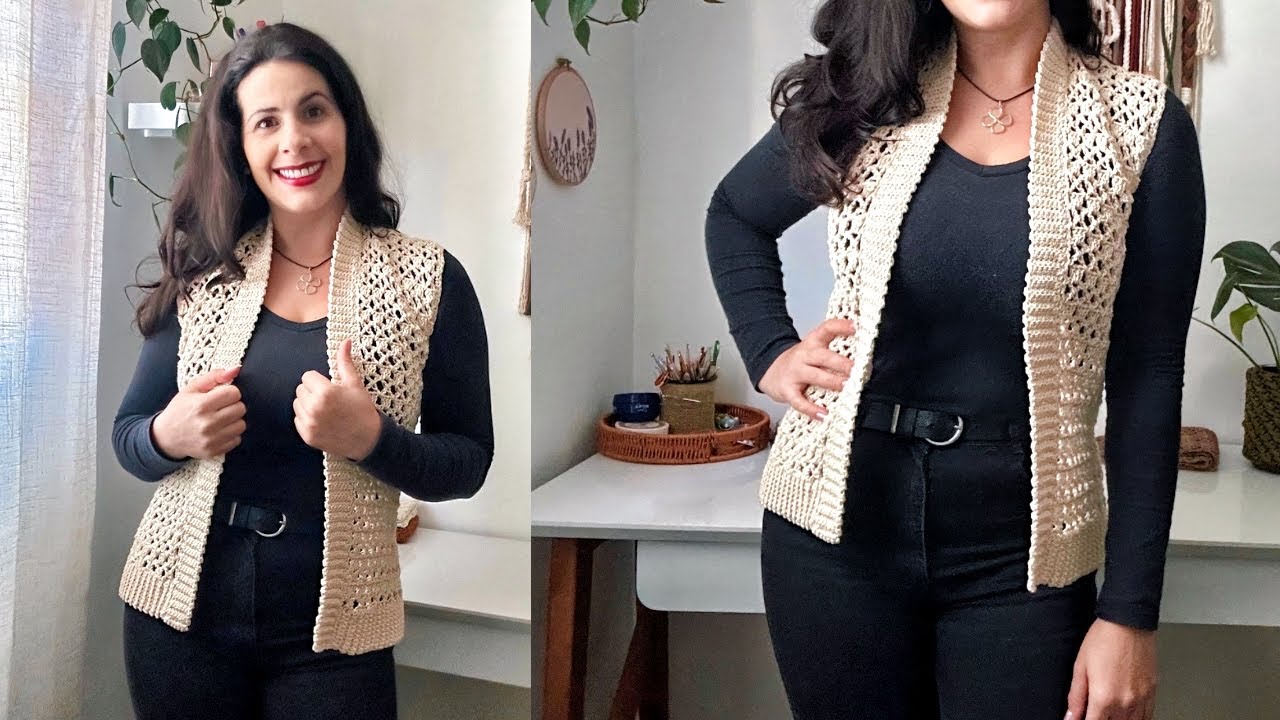 Colete de Crochê Cru Especial por Sandra Brum | Tutorial Passo a Passo Completo
