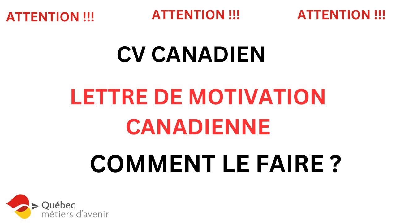 NOUVEAUX MODELS CV ET LETTRES DE MOTIVATION CANADIENNE AVEC LES
