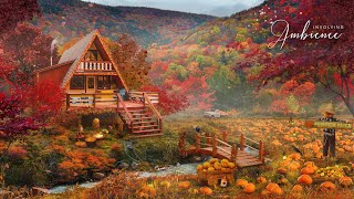 Pumpkin Patch ASMR AmbienceCozy Autumn Ambience with River Sounds, Crackling Fire, Crunchy Leaves