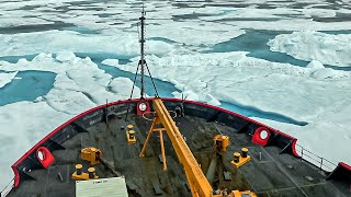 US Largest Billion $ Icebreaker USCGC Healy (WAGB-20) Smashes Thick Ice Blocks