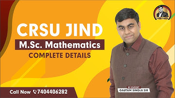 CRSU Jind M.Sc. Mathematics Syllabus and Complete Details 2023-24  Online Coaching