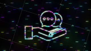 Celebrity Glitch Chat Message Bubbles icon hanging over hands on blue background. motion graphic Wealth
