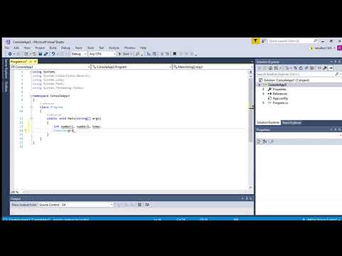 Using Microsoft Visual Studio Swapping Of any Two Numbers in C#