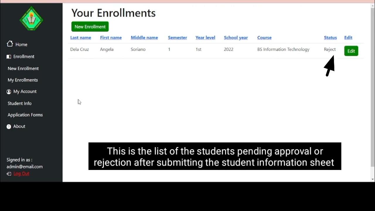 ONLINE ENROLLMENT SYSTEM - YouTube