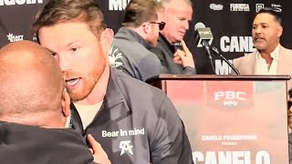 The FULL Canelo \& De La Hoya NEAR FIGHT \& HEATED TRASH TALK AFTERMATH with Mayweather CEO