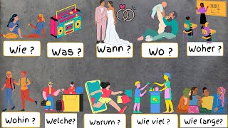 W - Fragen auf Deutsch/ Fragen für Anfänger und wir üben gemeinsam die W- Fragen /Deutschkurs A1.