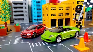 Car toys racing in diorama village by KIDS TOY LAND 13,909 views 2 months ago 3 minutes, 17 seconds