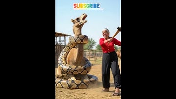 Unbelievable! Woman Saves Camel from Giant Snake 😱 | Heart-Touching Rescue #animal #shorts #funny