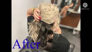 Platinum blonde/with brown underneath# By: JayAdorino Pinoy hairdresser ChattersNanaimo Woodgrove Bc
