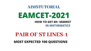 EAMCET 2021 || PAIR OF STRAIGHT LINES-1 MOST EXPECTED 100 - QUESTIONS
