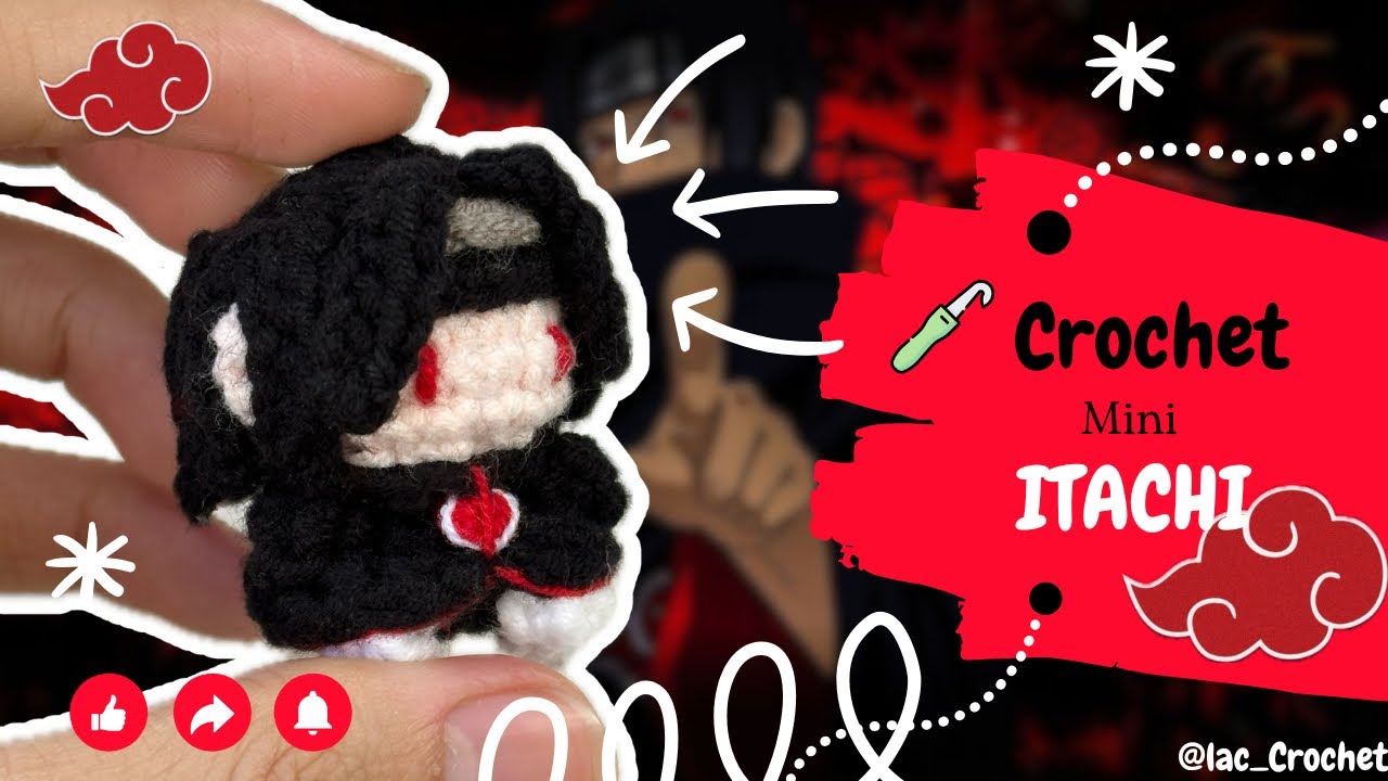 Crochet Mini Itachi (Naruto) 🥷| Amigurumi Tutorial 🧶 | Lac Crochet 🥜