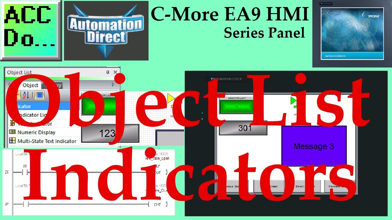 lysere raid Modig C-More EA9 HMI Series Panel Object List Indicators - YouTube