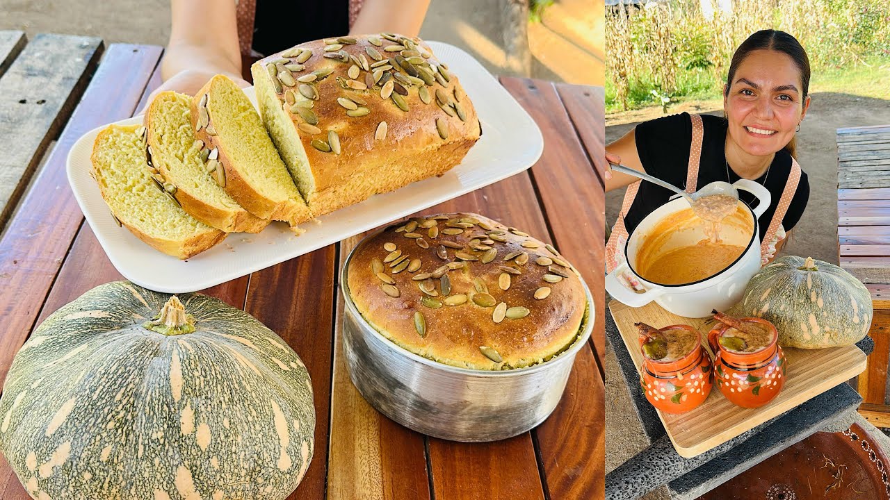 PAN de calabaza en molde y ARROZ con leche  de puré de calabaza 🎃 