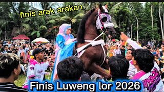 Finish of the 2026 Luweng Lor parade, children riding the Purworejo prancing horse