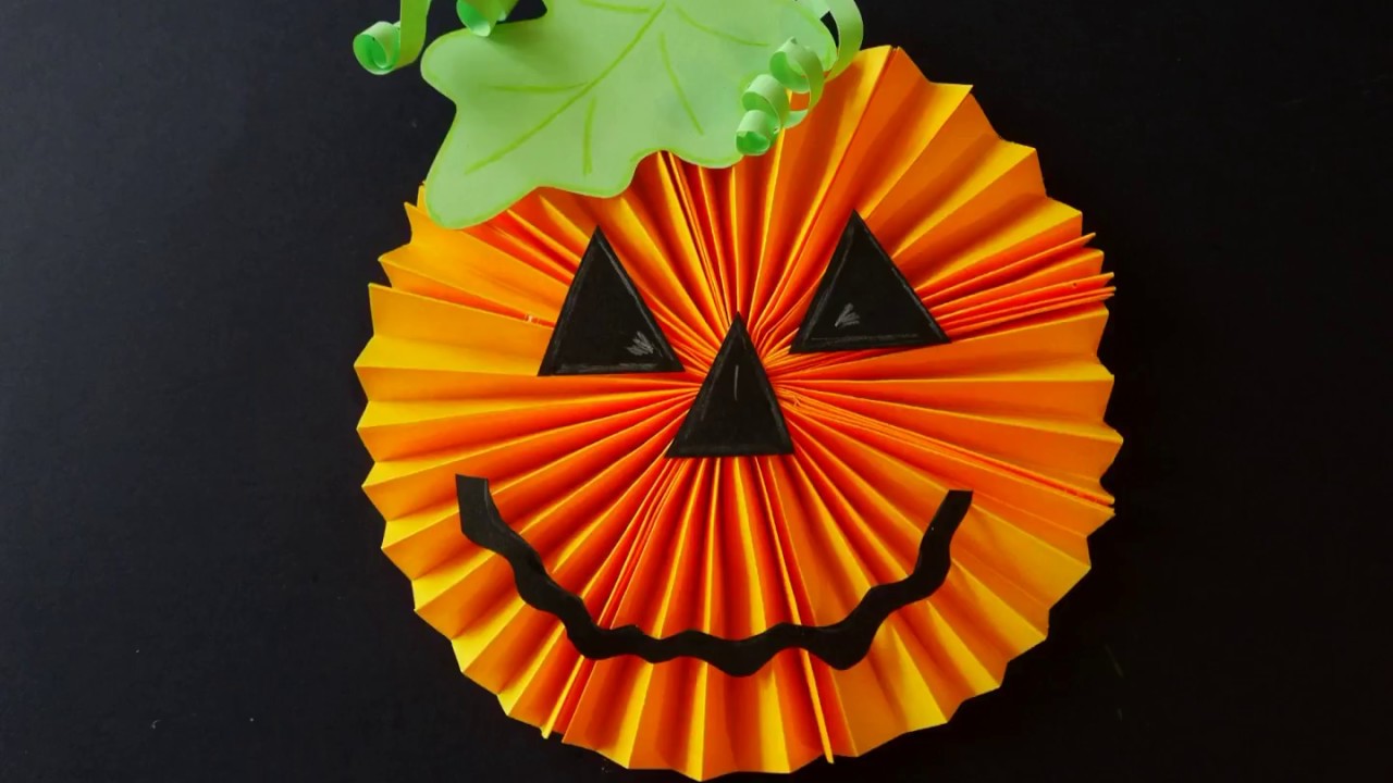 Halloween Paper pumpkin -craft - YouTube