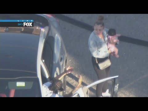 Police chase suspect goes wrong way with baby on board - YouTube