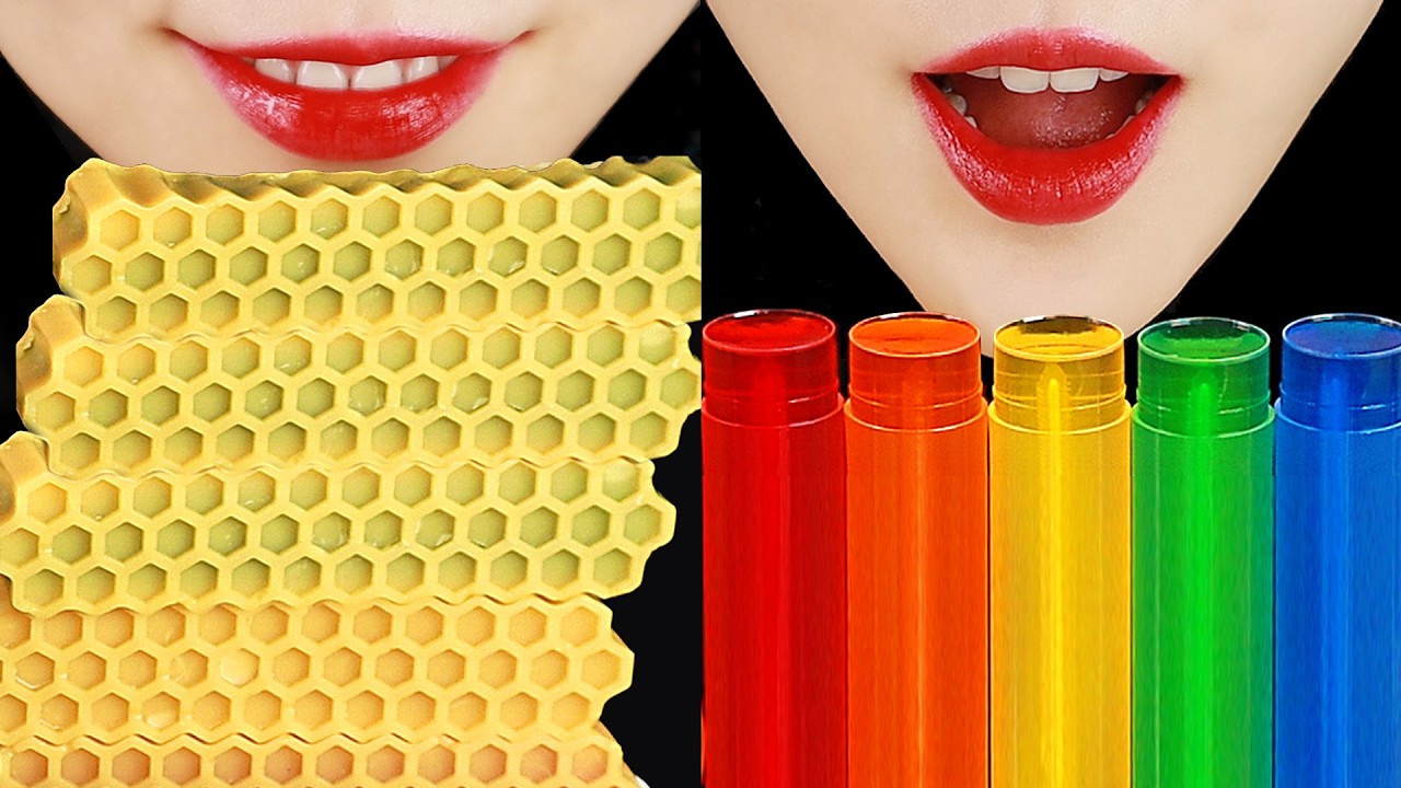 HOMEMADE BEESWAX CANDY HONEY JELLY ASMR RAINBOW JELLY MUKBANG ASMR NO TALKING