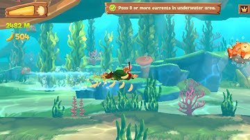 Banana Kong 2 Pass 8 or more currents in underwater area (In One Run)