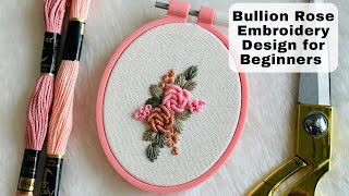 5 Minutes Embroidery Bullion Rose Wall Hanging Embroidery Tutorial For Beginners Free Pattern