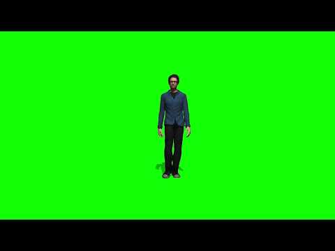 Man with glasses walking green screen royalty free in Full Hd