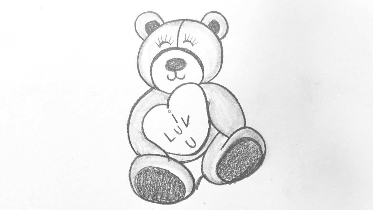 How To Draw A Teddy Bear, Cute Teddy Bear Drawing, Pencil Drawing, ho...