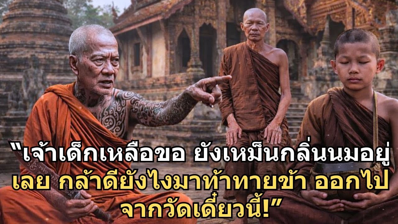 นี่ไอ้สามเณร! มึงบังอาจอะไร! ออกไปให้พ้นจากวัดกูเดี๋ยวนี้ อย่าให้เห็นหน้าอีก สามเณรทองคำ!