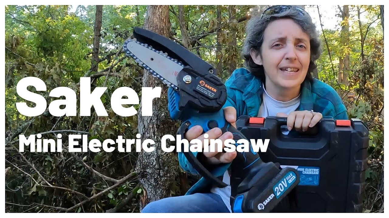 Saker 20V 4 in. Cordless Mini Chainsaw Including 2 Batteries