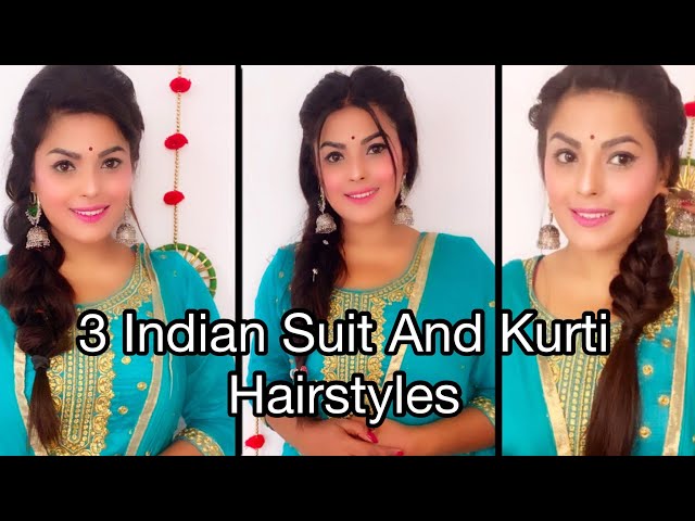 Hairstyles on kurtis/simple hairstyles on kurti - YouTube