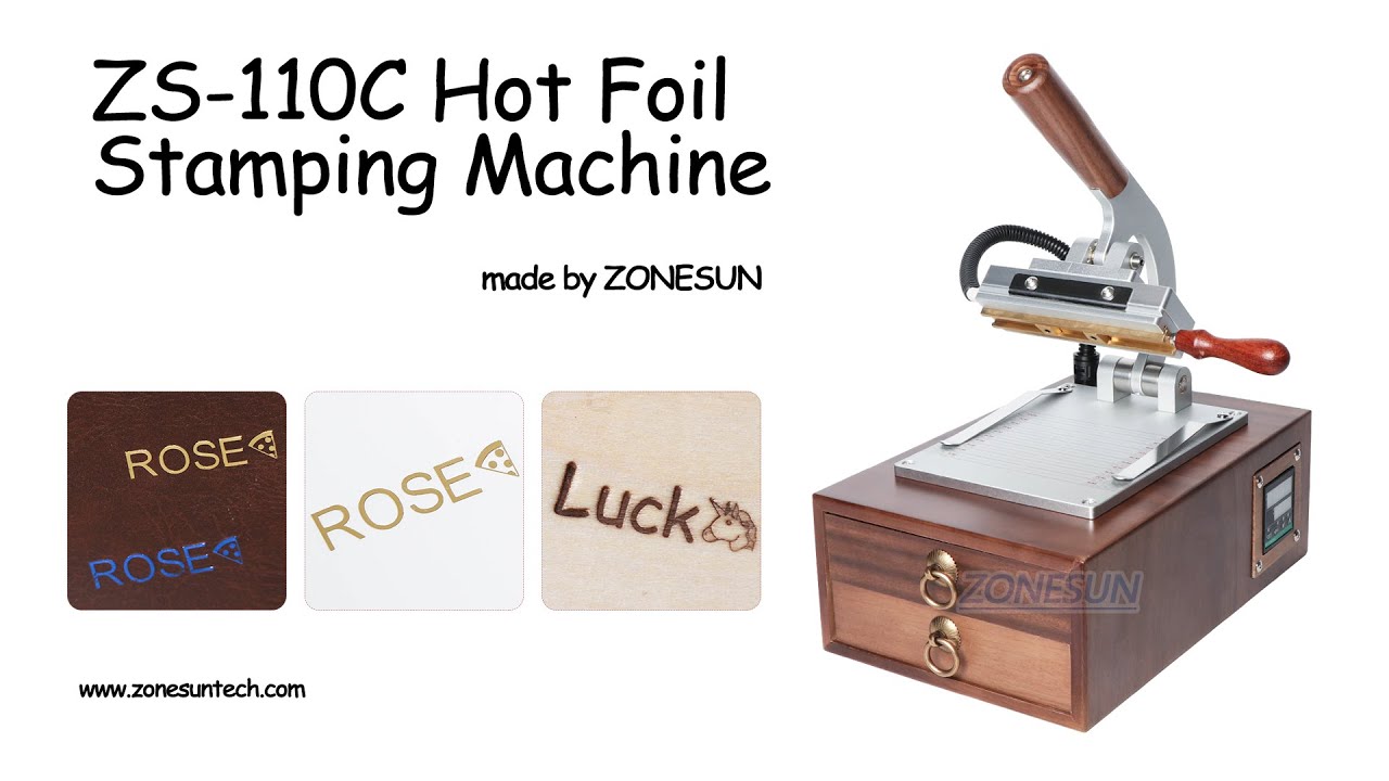 ZONESUN ZS-890H Pneumatic Hot Foil Stamping Machine For Custom Logo Leather Wood  Burning