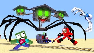 Monster School : CURSED TRIPLE HOUSE HEAD VS CHOO CHOO CHARLES  &amp; TRAIN SCHOOL - Minecraft Animation