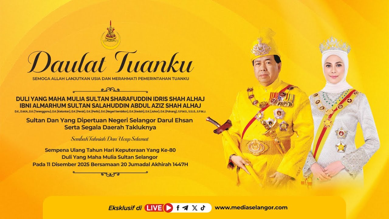 (Langsung) Istiadat Pengurniaan Darjah Dan Bintang Kebesaran Negeri Selangor