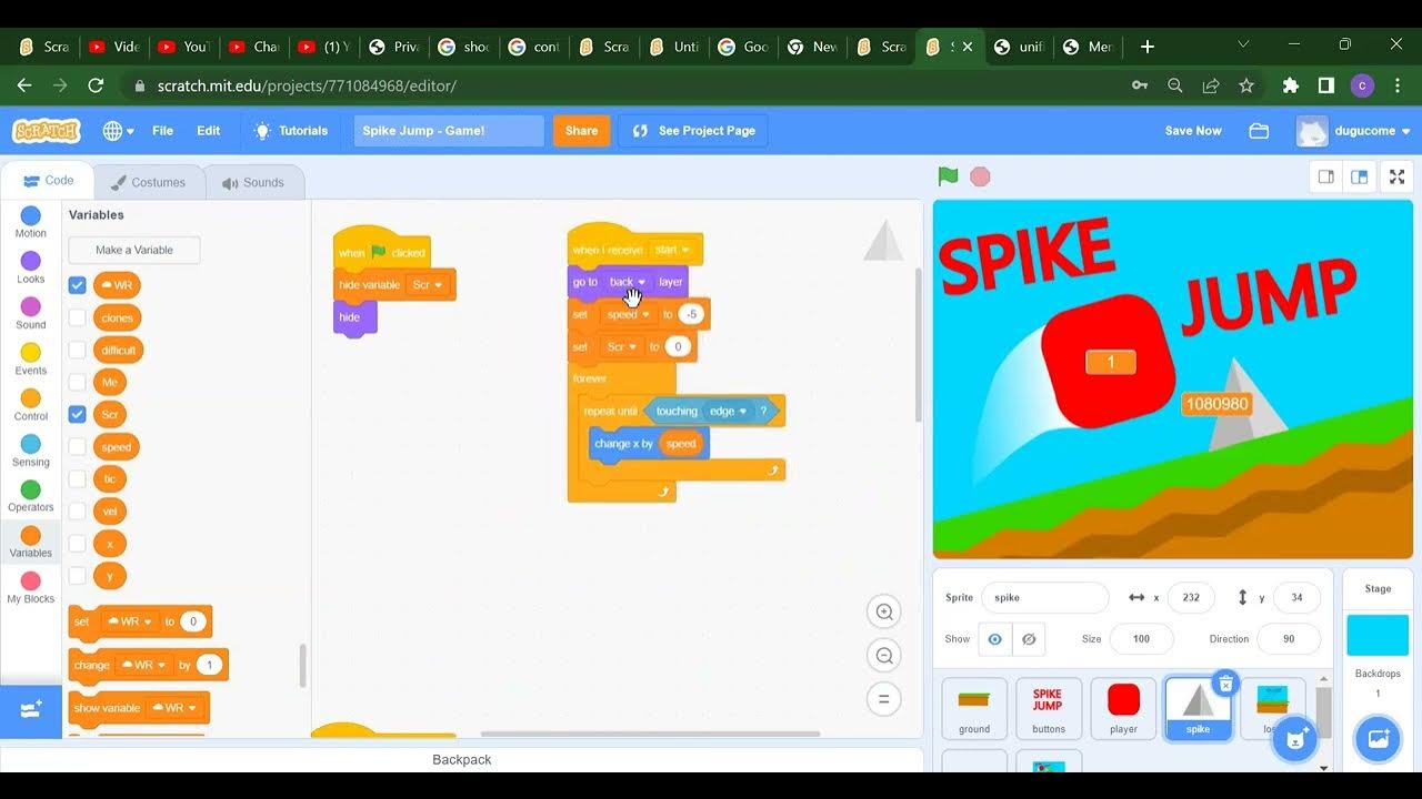 Spike Jump game in scratch Scratch tutorial for beginner Best