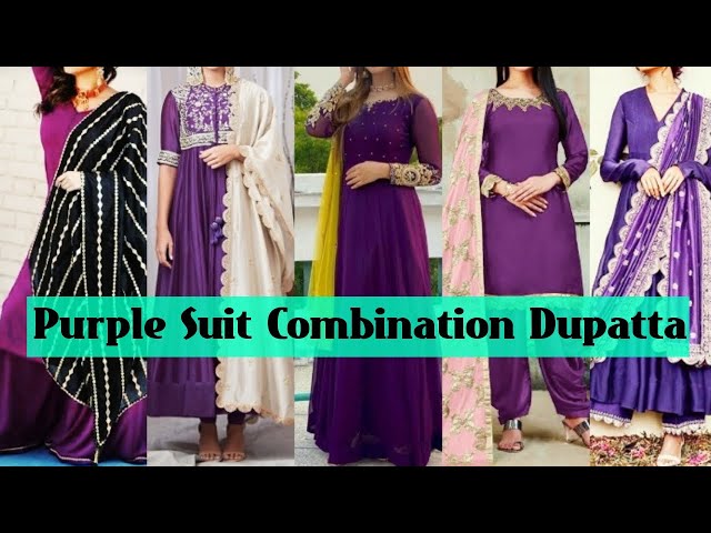 Dark Purple color Combination Suit Design Idea /// Purple Color Punjabi Suit  #NaveenGlobalFashion - YouTube