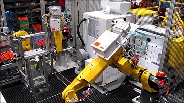 Double Disc Grinder with Multiple Fanuc Robots