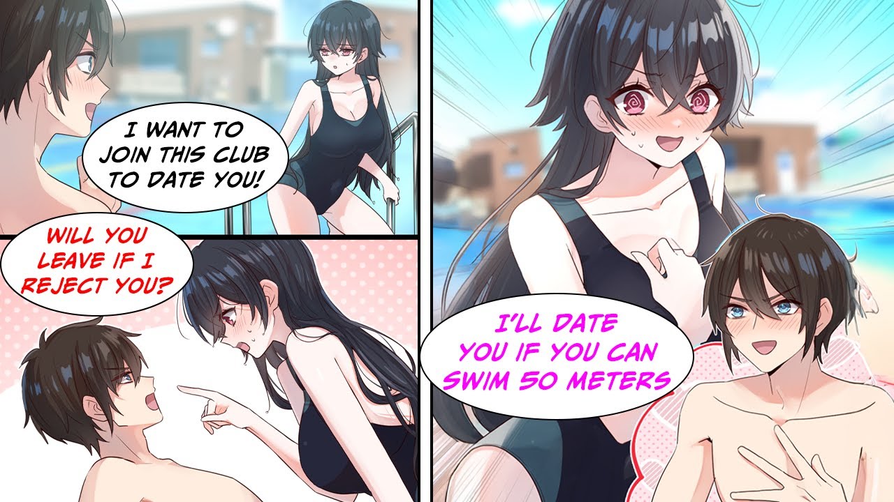 [Manga Dub] Boy who can't swim joins the swim club to date the pretty girl, and she promises to if..