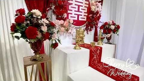 Trang trí gia tiên tone đỏ