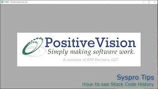 Syspro Tips - Inventory Stock Code Audit History In Syspro