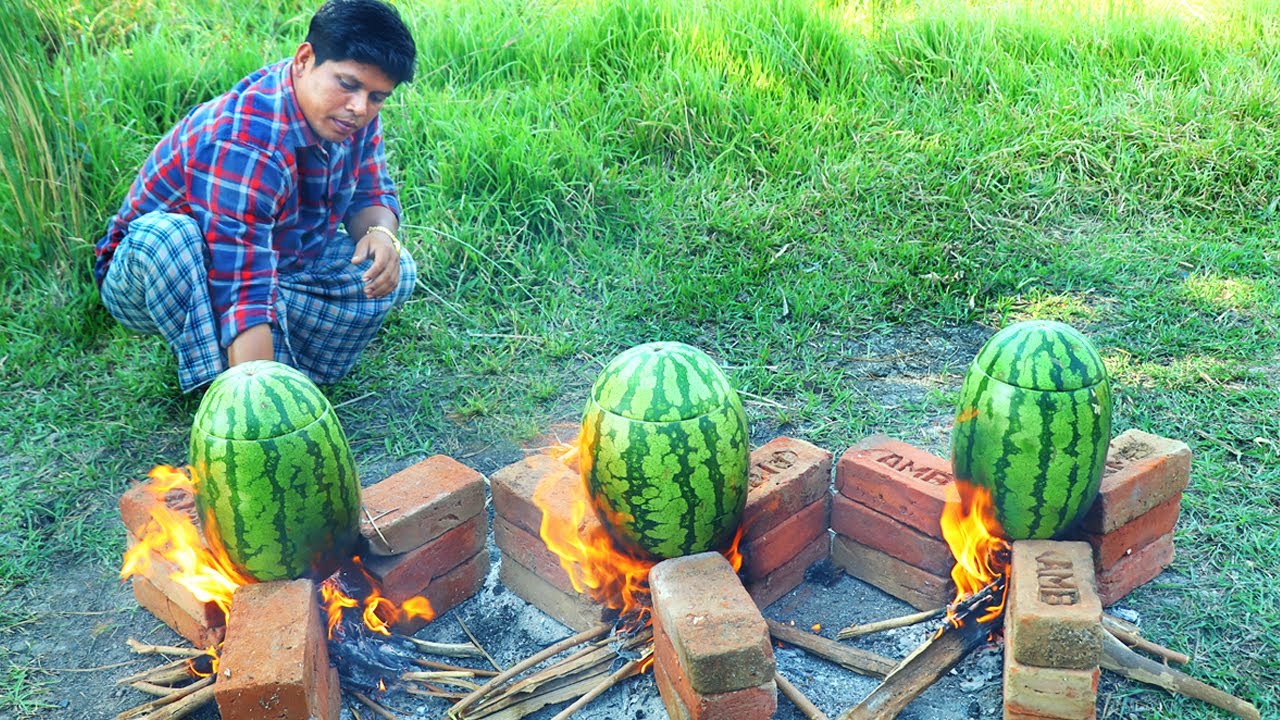 WATERMELON CHICKEN | Cooking Skill | Village Food