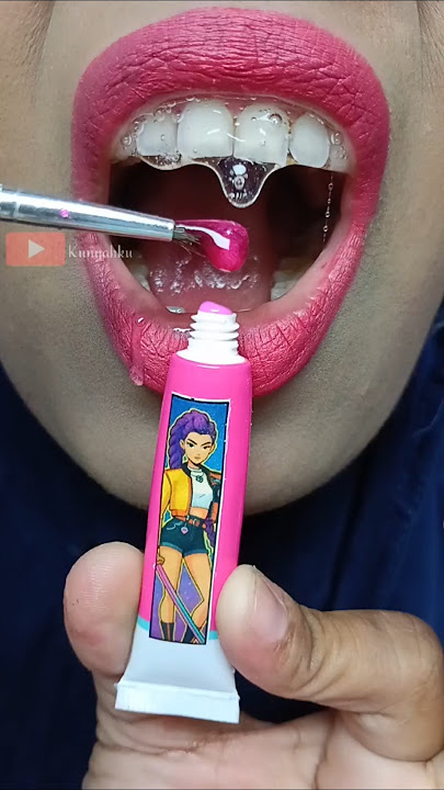 ASMR Magic! K-Pop Demon Hunters Rumi Oil Color Art Into Strawberry Cream Candy #short #shorts 1279