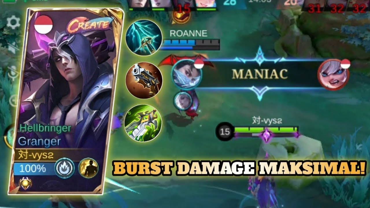 BURST DAMAGE MAKSIMAL ‼️ GRANGGER MANIAC, SOLO RANK MOBILE LEGEND, BUILD & EMBLEM GRANGGER SEASON 38
