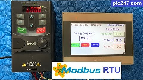 Weintek MT8071iE "Modbus RTU" INVT Goodrive 20 VFD