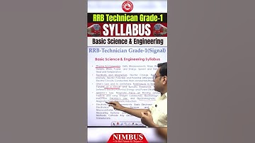 Basic Science & Engineering 🔍 Syllabus Analysis for RRB Technician Grade-1 Signal Vacancy 2025