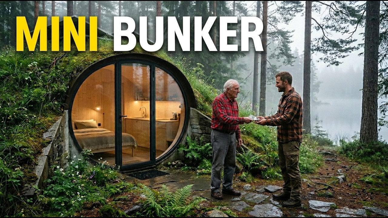Building a house in the forest (ASMR) - This man built a modern mini house - underground bunker