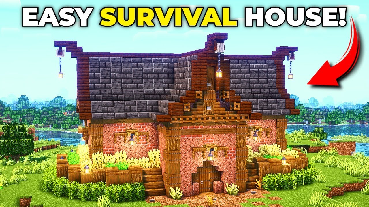 ⛏️ Minecraft : Easy SURVIVAL House 🏡 [ Build Tutorial for Survival ...