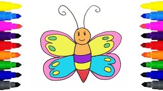 How to Draw Butterfly | Drawing and Coloring Colorful Butterfly for Kids Learning Colors How to Draw Butterfly | Drawing and Coloring Colorful Butterfly for Kids Learning Colors