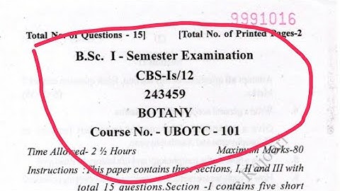 BSC 1st semester Botany question paper | jammuuniversity