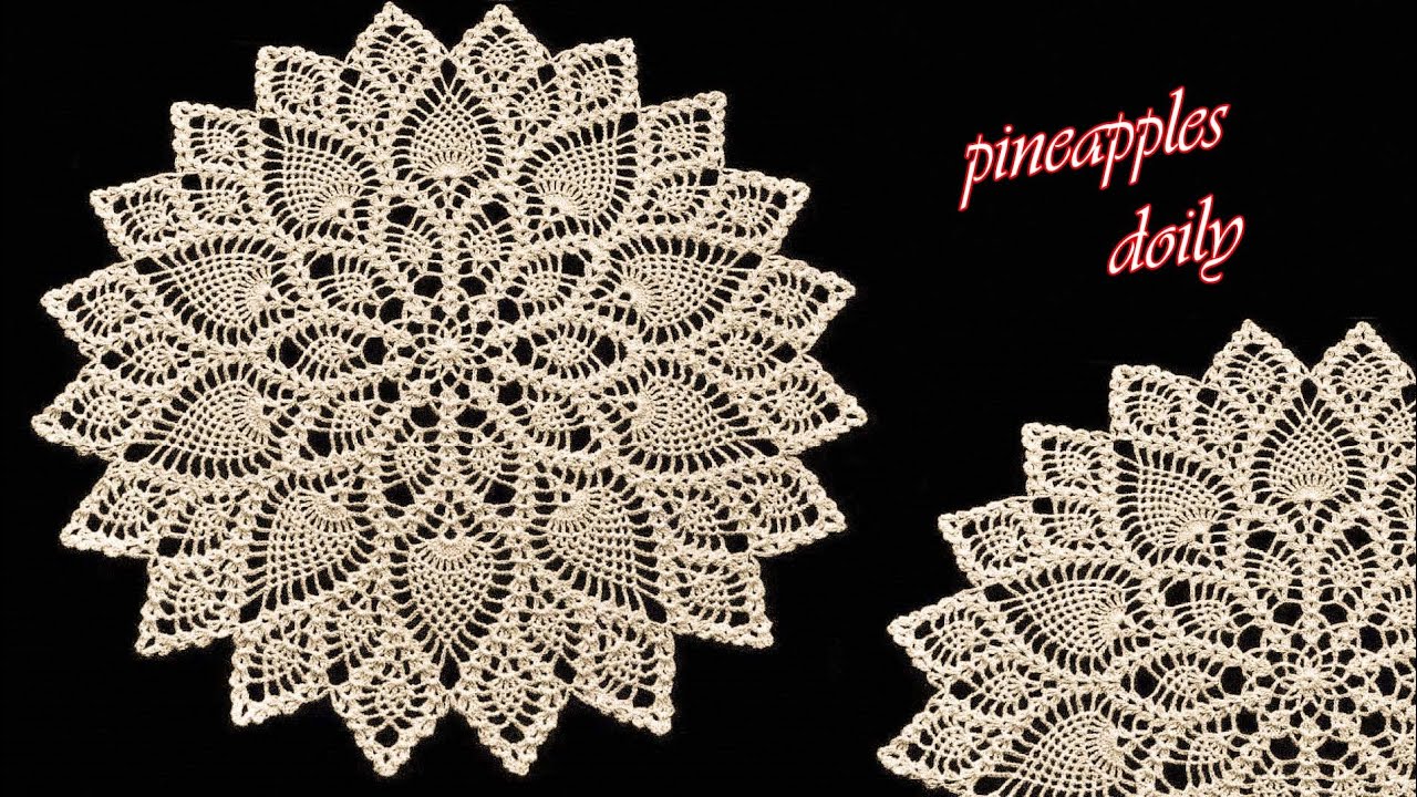 مفرش كروشيه دائري بغرزة الاناناسة بشرح سهل للمبتدئات Crocheted Doily