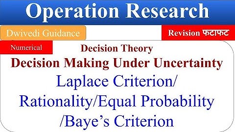 2| Decision making under uncertainty, Laplace Criterion, Equal Probability, Baye